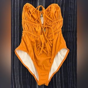 Solid & Striped Orange One Piece
